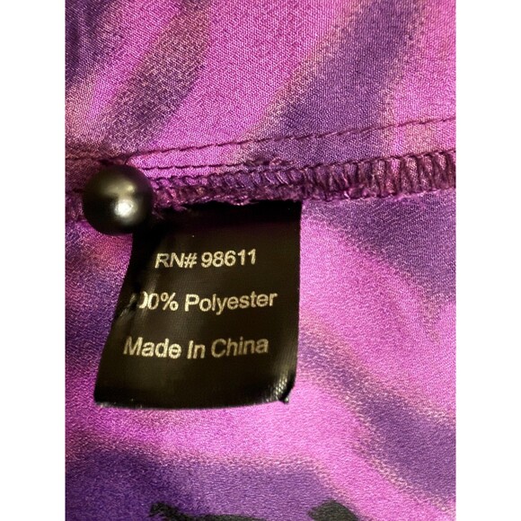 Eight Sixty Bold Floral Purple Blouse Small Y2K Roll Tab 3/4 Sleeve Bloomcore - Picture 4 of 4